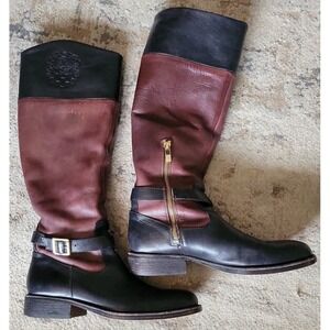 Vince Camuto Black and Brown Leather Tall Boots